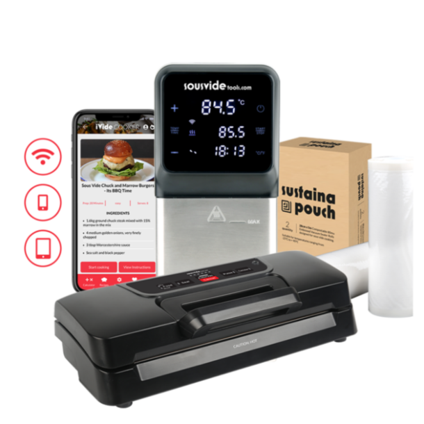 iVide Plus Jnr WIFI Sous Vide Stav (IPX7-Vandtt) + VS270 Vakuumpakker
