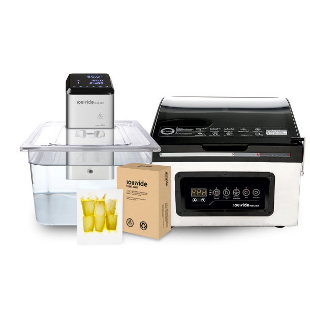 iVide Plus Pro WIFI Sous Vide Stav (IPX7-Vandtt) + Senses 300 Kammervakuumpakker Pakke
