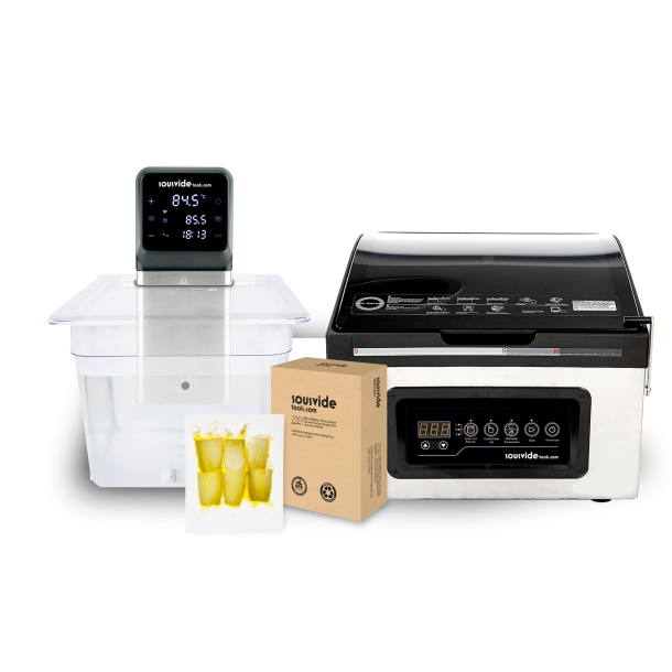 iVide Plus Jnr WIFI Sous Vide Stav (IPX7-Vandtt) + Senses 300 Kammervakuumpakker Pakke