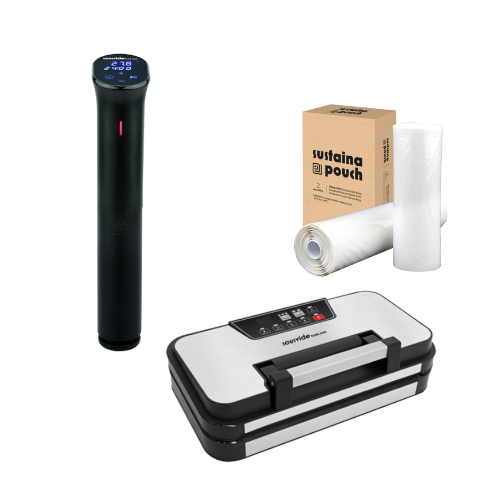 iVide® 2.0 Sous Vide Stav WIFI + VS521 Vakuumförpackare + Vakuumrullar